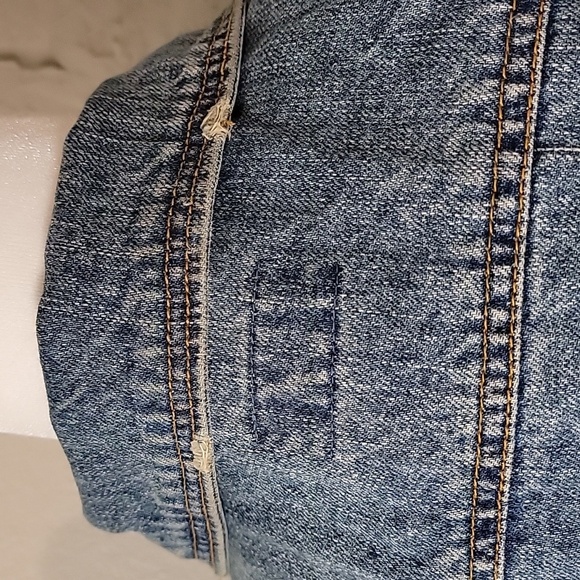 Route 66 Jacket Coat Trucker Denim Blue Jean Pockets Button Up Distressed L - Picture 11 of 16
